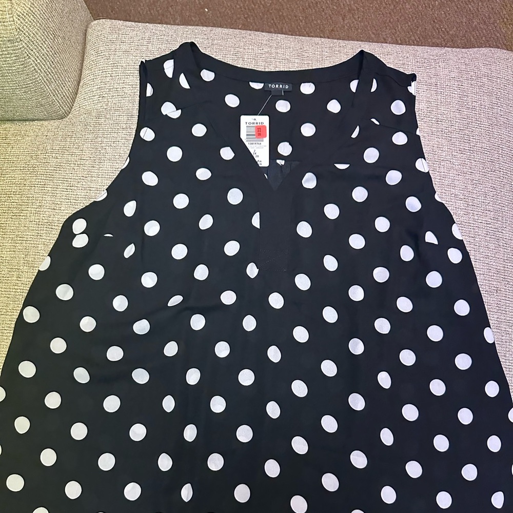 Torrid Tank Black and White Polka Dot